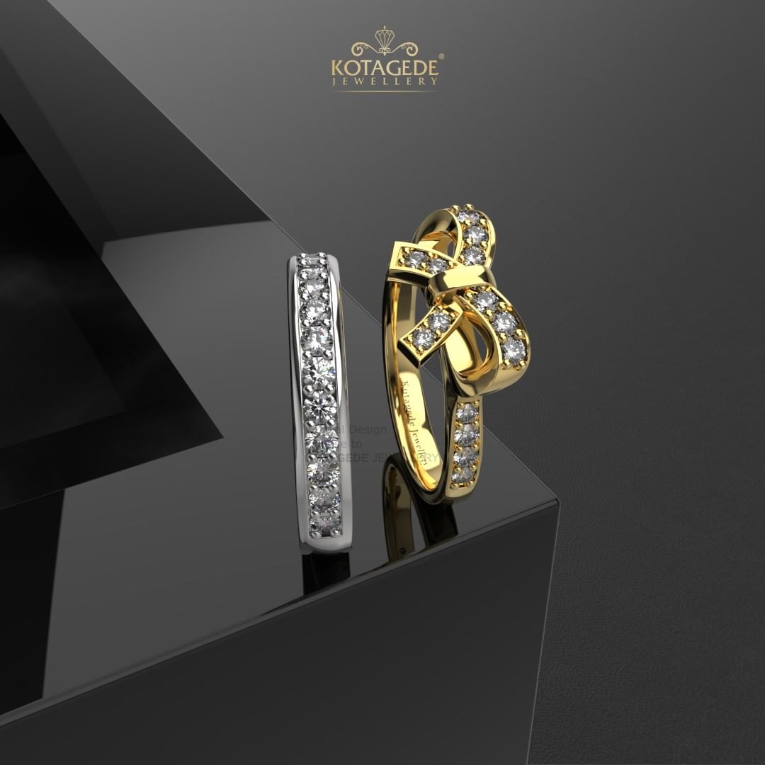 Cincin Kawin Tunangan Platidium Emas Kuning Big Ribbon PTD0482YG_1