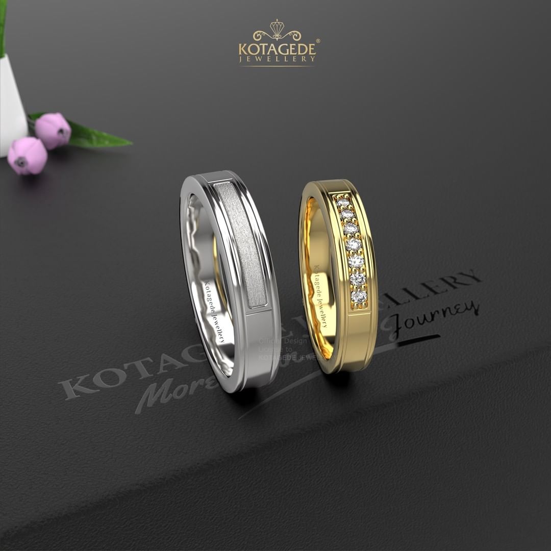 Cincin Kawin Tunangan Platidium Emas Kuning Swarovski PTD0497YG
