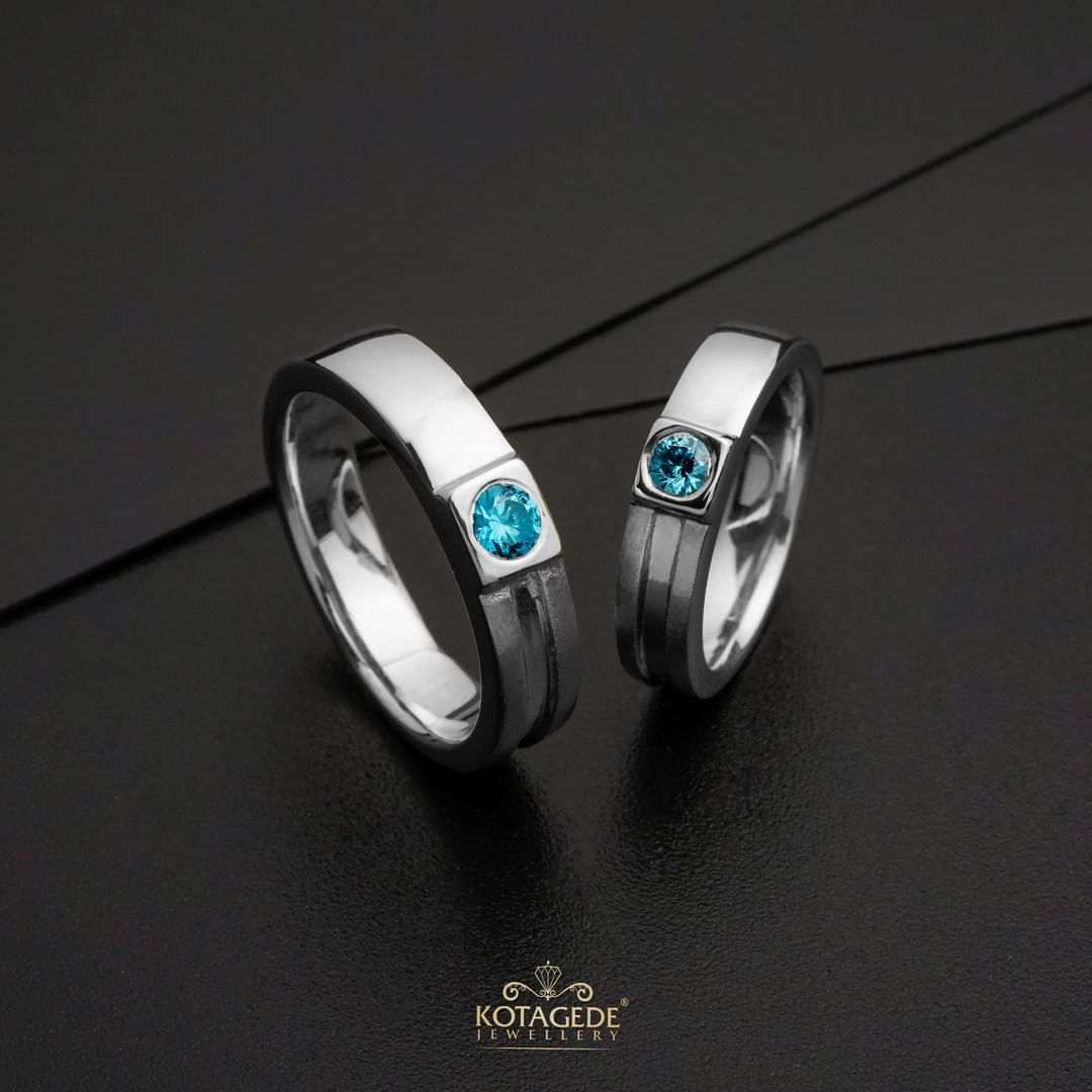 Cincin Kawin Tunangan Platidium Emas Putih Blue Topaz PTD0496WG