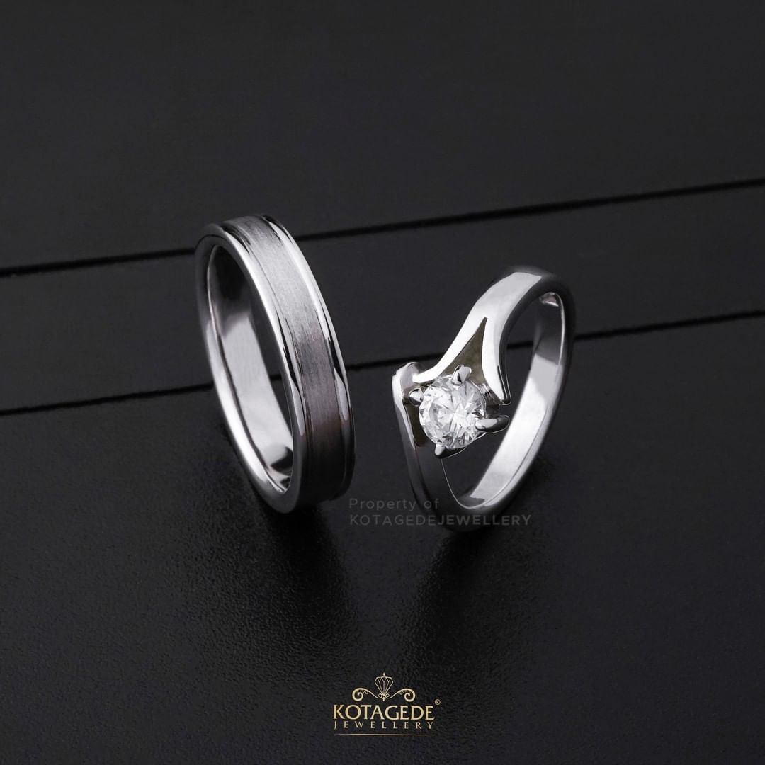 Cincin Kawin Tunangan Palladium Emas Putih Solitaire PD0501WG