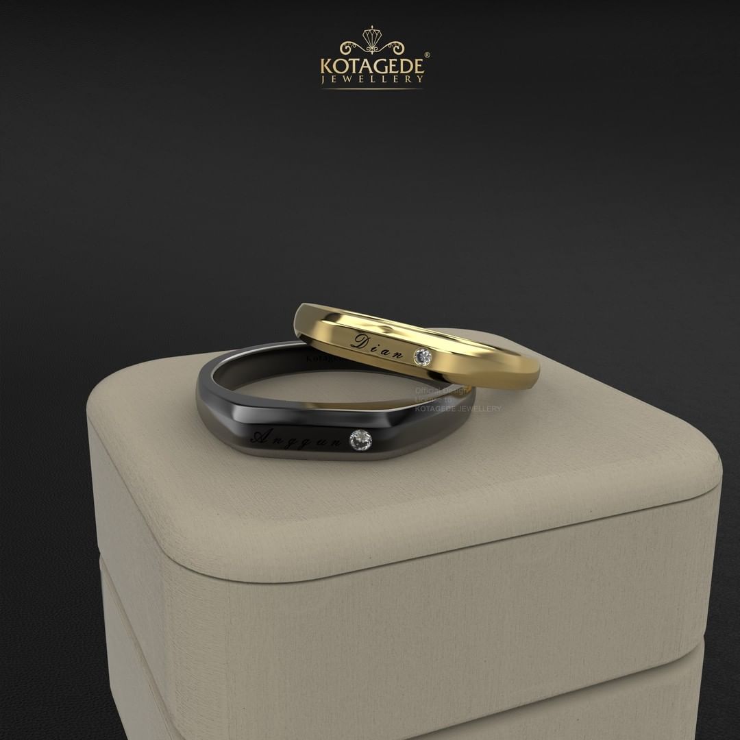 Cincin Kawin Tunangan Platidium Emas Kuning Solitaire Simple PTD0506YG