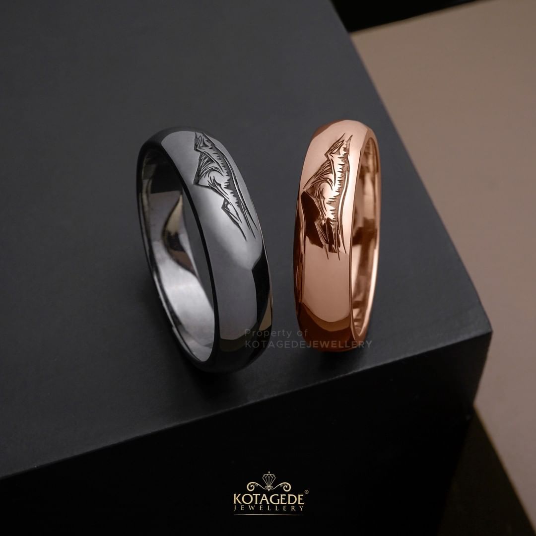 Cincin Kawin Tunangan Platidium Rosegold Laser Gunung PTD0492RG