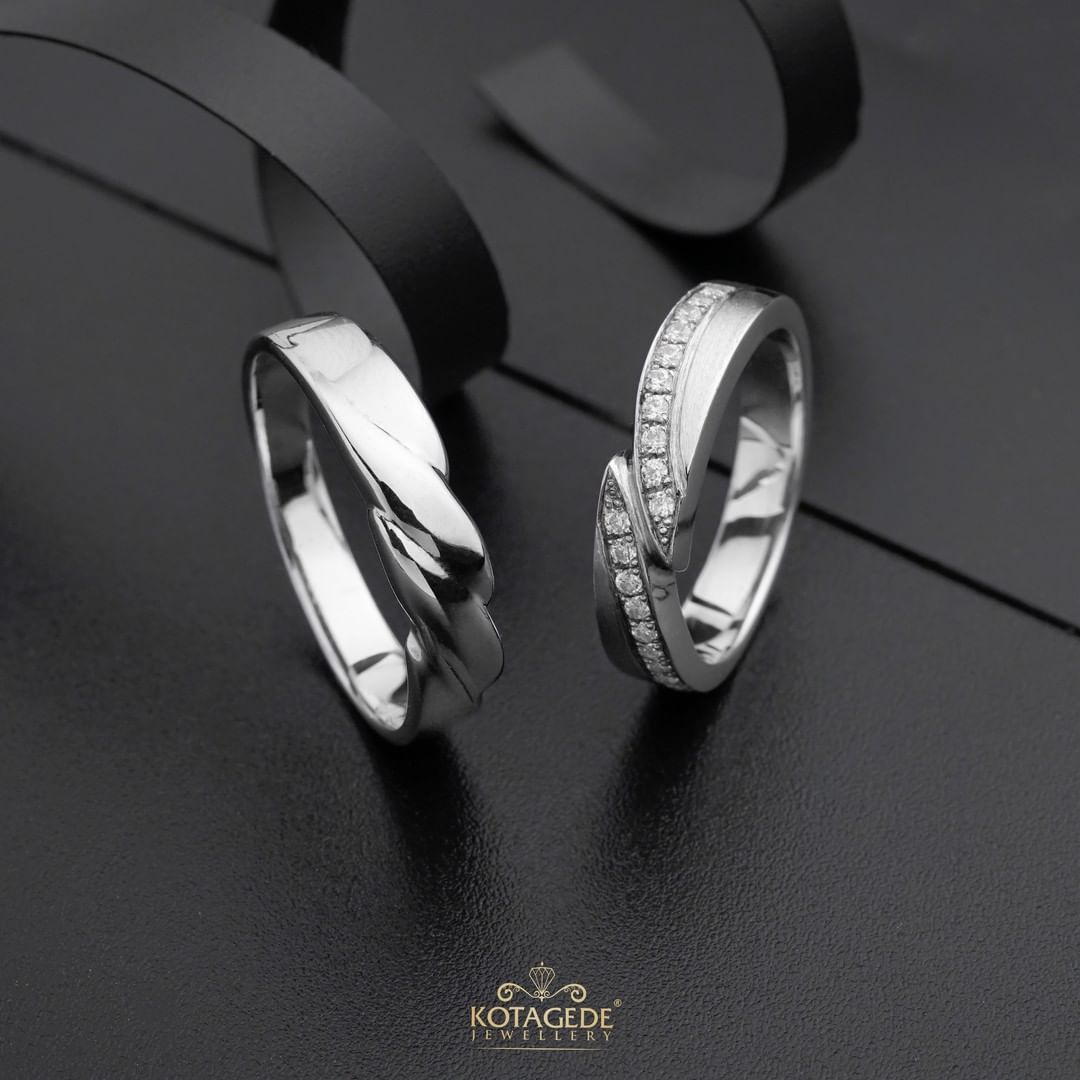 Cincin Kawin Tunangan Palladium Emas Putih Twisted dan Wrap PD0520WG