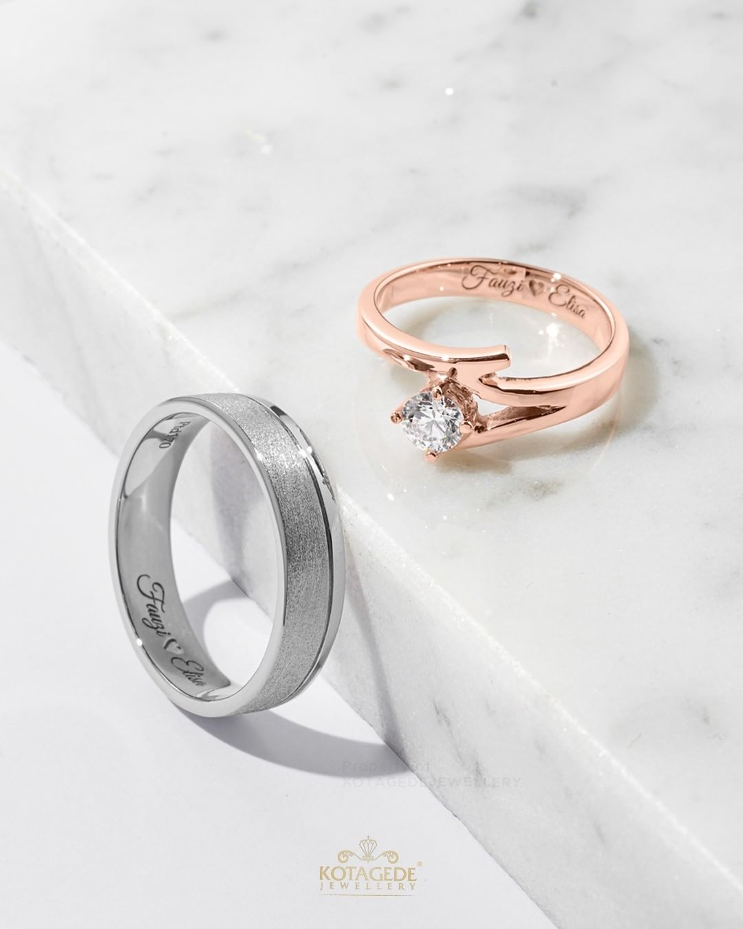 Cincin Kawin Tunangan Platidium Rosegold Simple & Crossover PTD0559RG