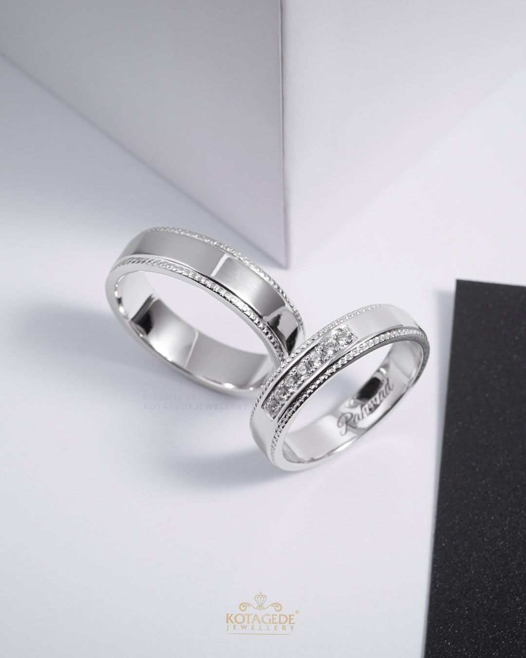 Cincin Kawin Tunangan Platidium Emas Putih List Microbola PTD0565WG