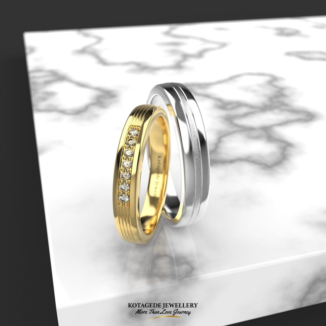 Cincin Kawin Tunangan Platidium Emas Kuning Simple List PTD0578YG