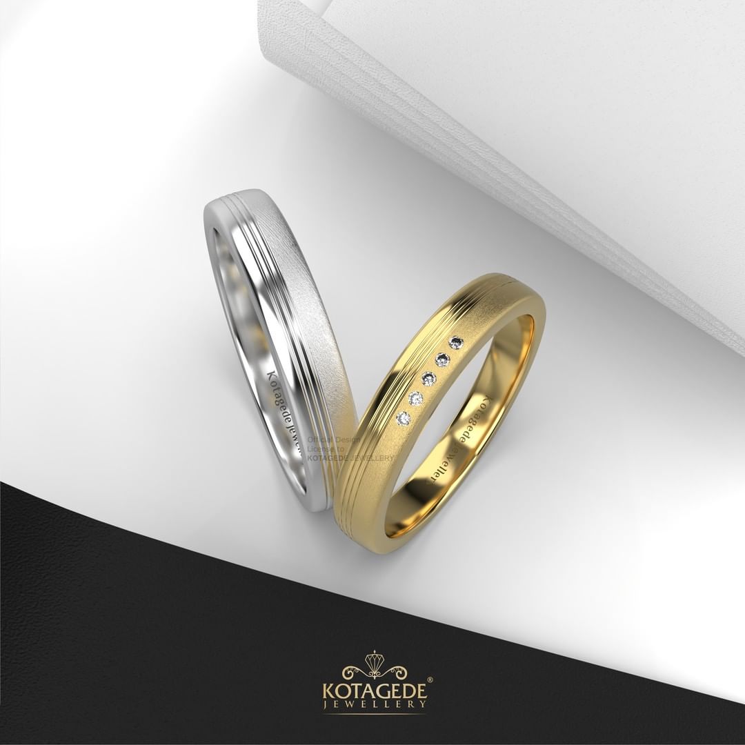 Cincin Kawin Tunangan Platidium Emas Kuning Simple Triple List PTD0593YG