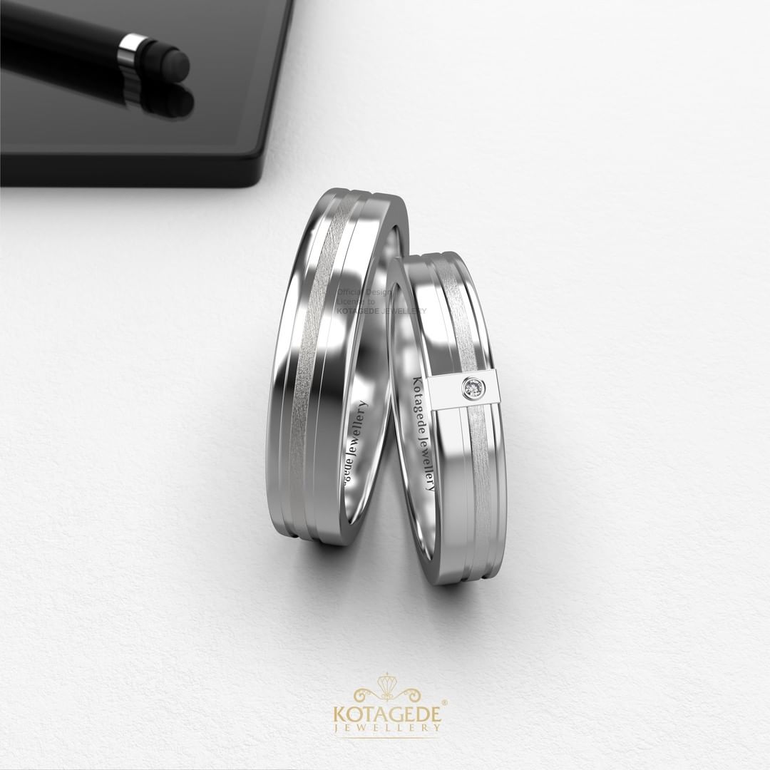 Cincin Kawin Tunangan Platidium Emas Putih Doff List PTD0591WG