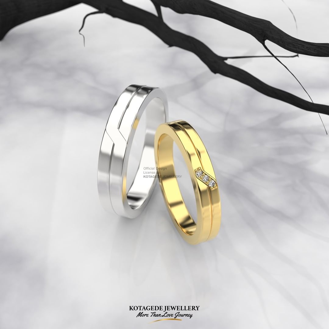 Cincin Kawin Tunangan Platidium Emas Kuning S List Simple PTD0594YG