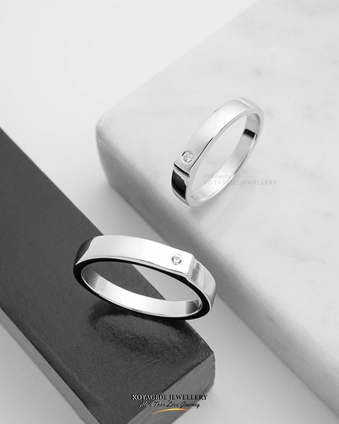 Cincin Kawin Tunangan Platidium Emas Putih Simple Solitaire PTD0596WG