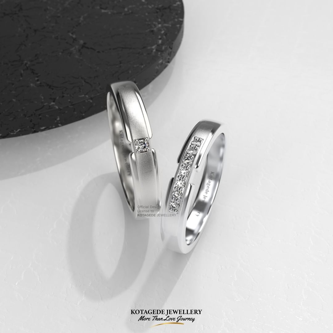 Cincin Kawin Tunangan Platidium Emas Putih Glossy Doff Simple PTD0598WG