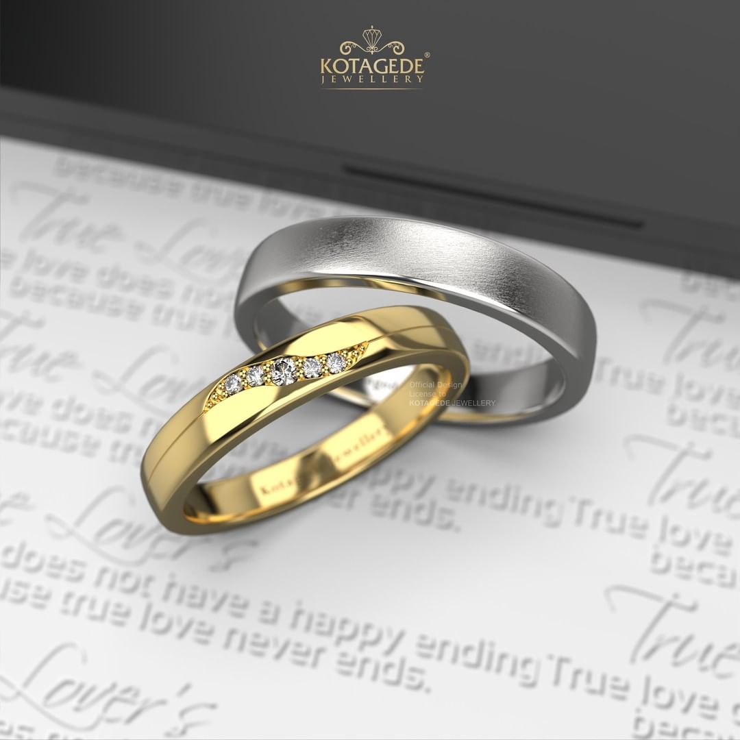 Cincin Kawin Tunangan Platidium Emas Kuning Simple Doff Glossy PTD0614YG