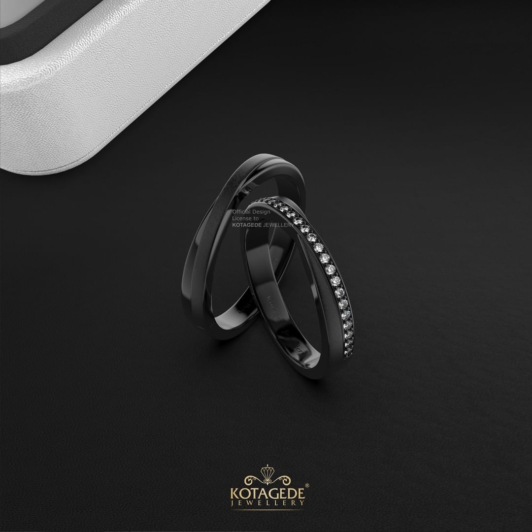 Cincin Kawin Tunangan Platidium Criss Cross Couple Black Rhodium PTD0622PTD