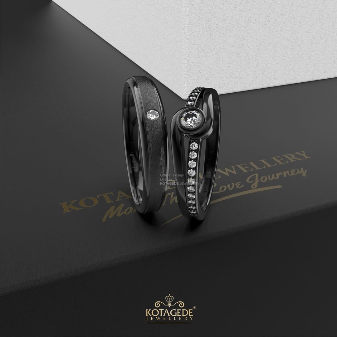 Cincin Kawin Tunangan Platidium Couple Twisted Black Rhodium PTD0631PTD
