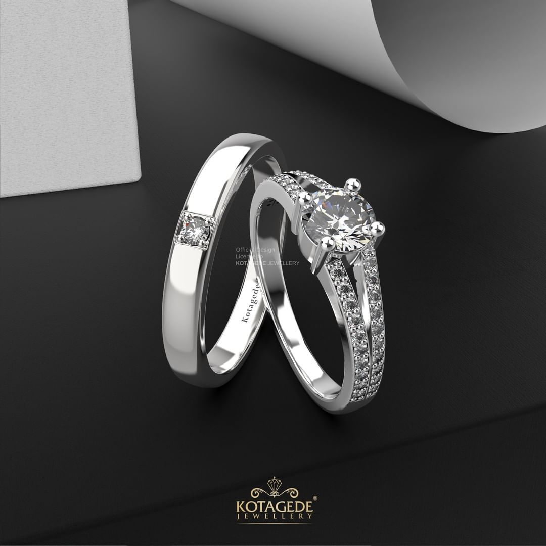 Cincin Kawin Tunangan Platidium Emas Putih Big Diamond Solitaire PTD0627WG