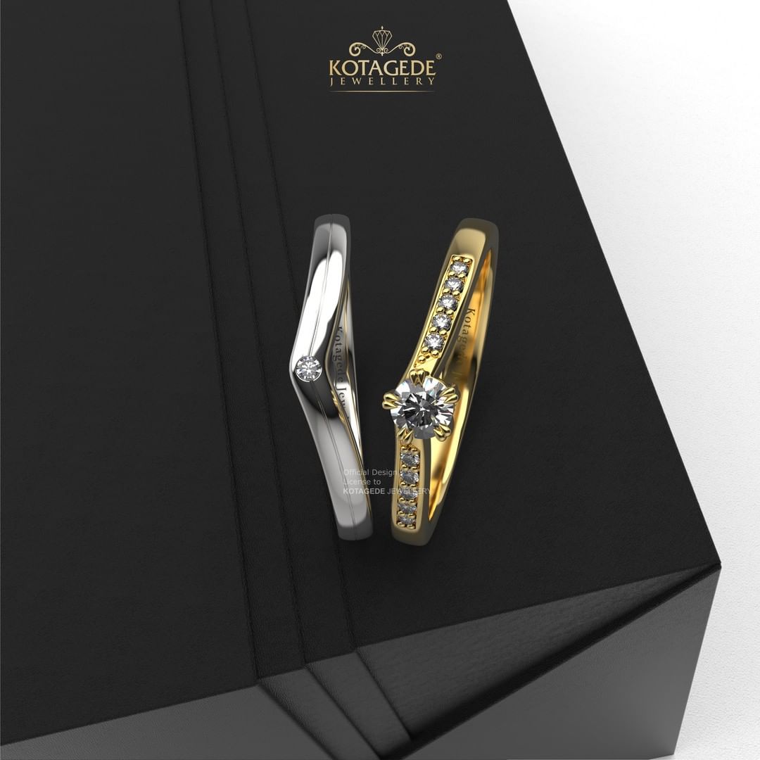 Cincin Kawin Tunangan Platidium Emas Kuning Wishbone Solitaire PTD0625YG