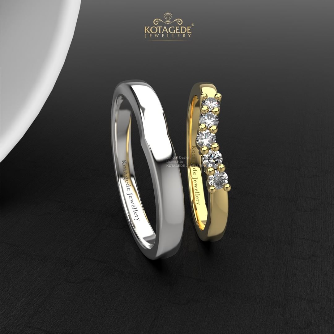 Cincin Kawin Tunangan Platidium Emas Kuning Wishbone Couple PTD0624YG