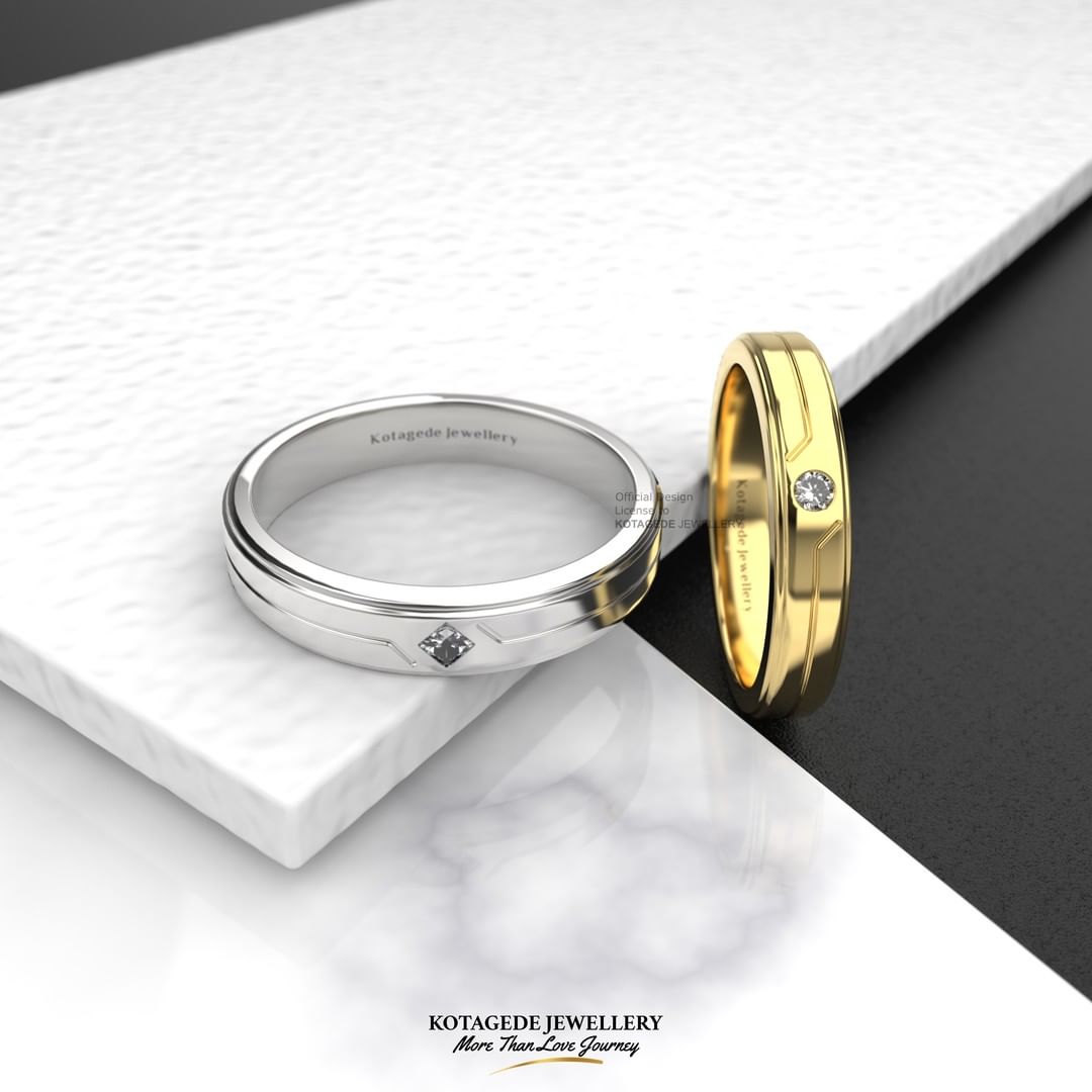 Cincin Kawin Tunangan Platidium Emas Kuning Simple Solitaire PTD0637YG