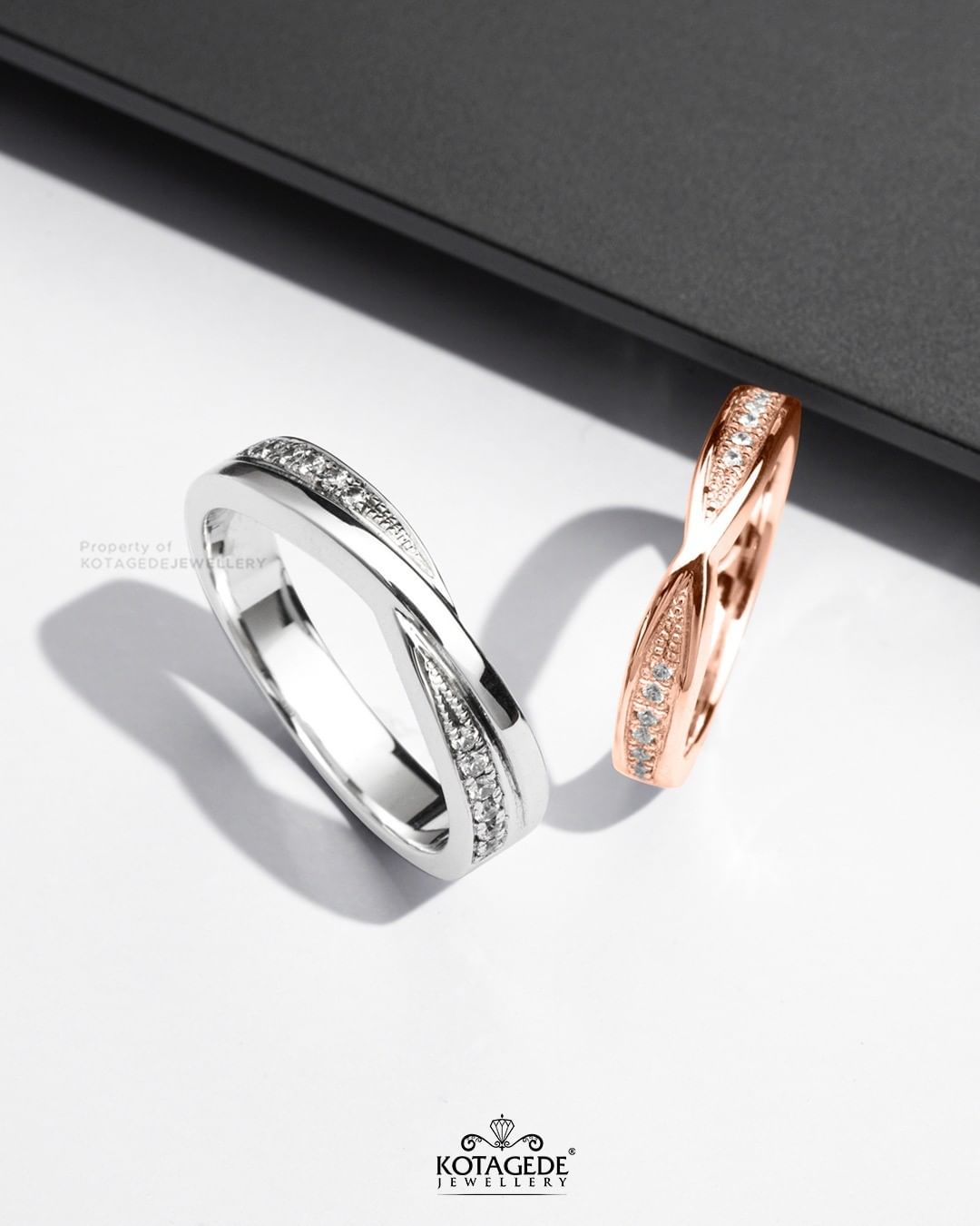 Cincin Kawin Tunangan Platidium Rosegold Twist Bow PTD0643RG