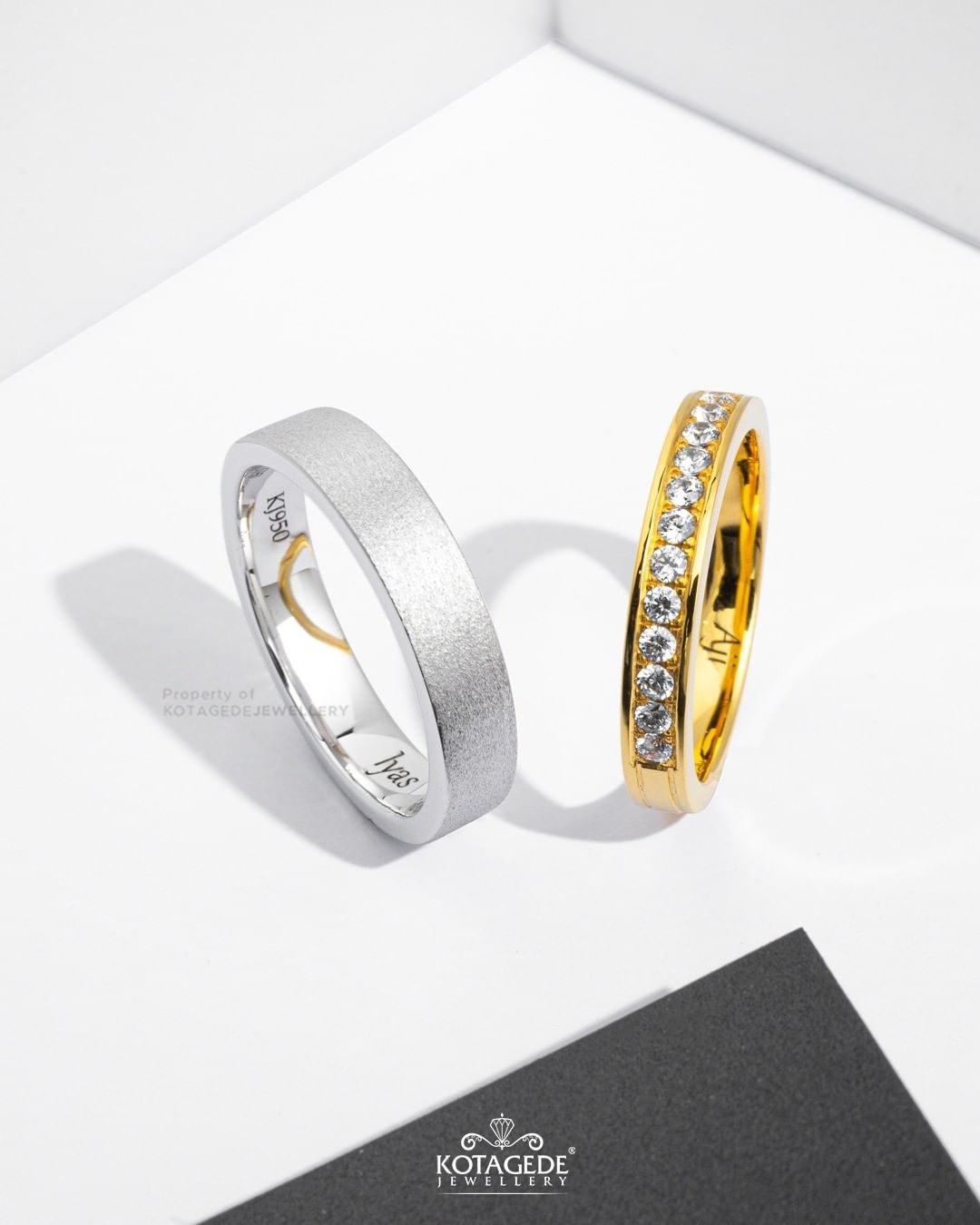 Cincin Kawin Tunangan Platidium Emas Kuning Simple Doff Eternity PTD0642YG