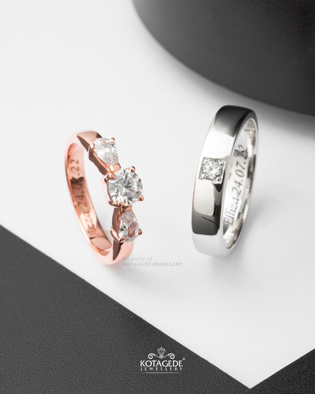 Cincin Kawin Tunangan Platidium Rosegold Bow Crystals PTD0655RG