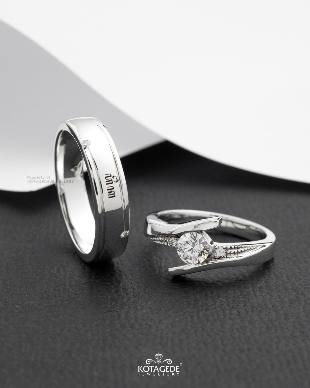 Cincin Kawin Tunangan Platidium Emas Putih Diamond Crossover PTD0666WG