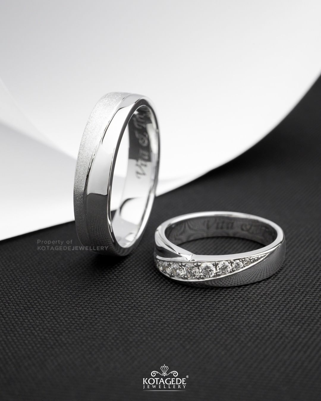 Cincin Kawin Tunangan Platidium Emas Putih Simple Couple PTD0664WG
