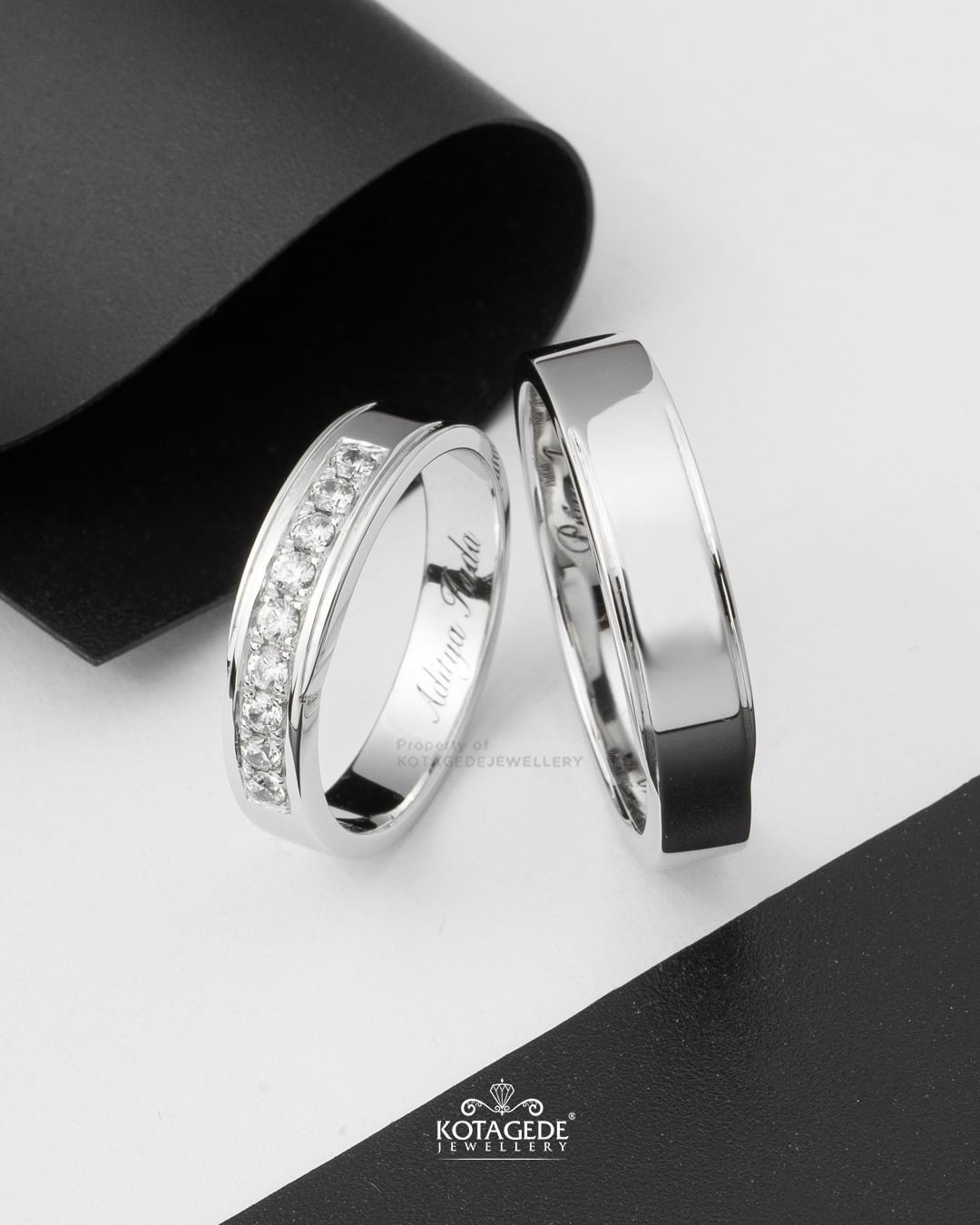 Cincin Kawin Tunangan Platidium Emas Putih Simple Glossy PTD0668WG