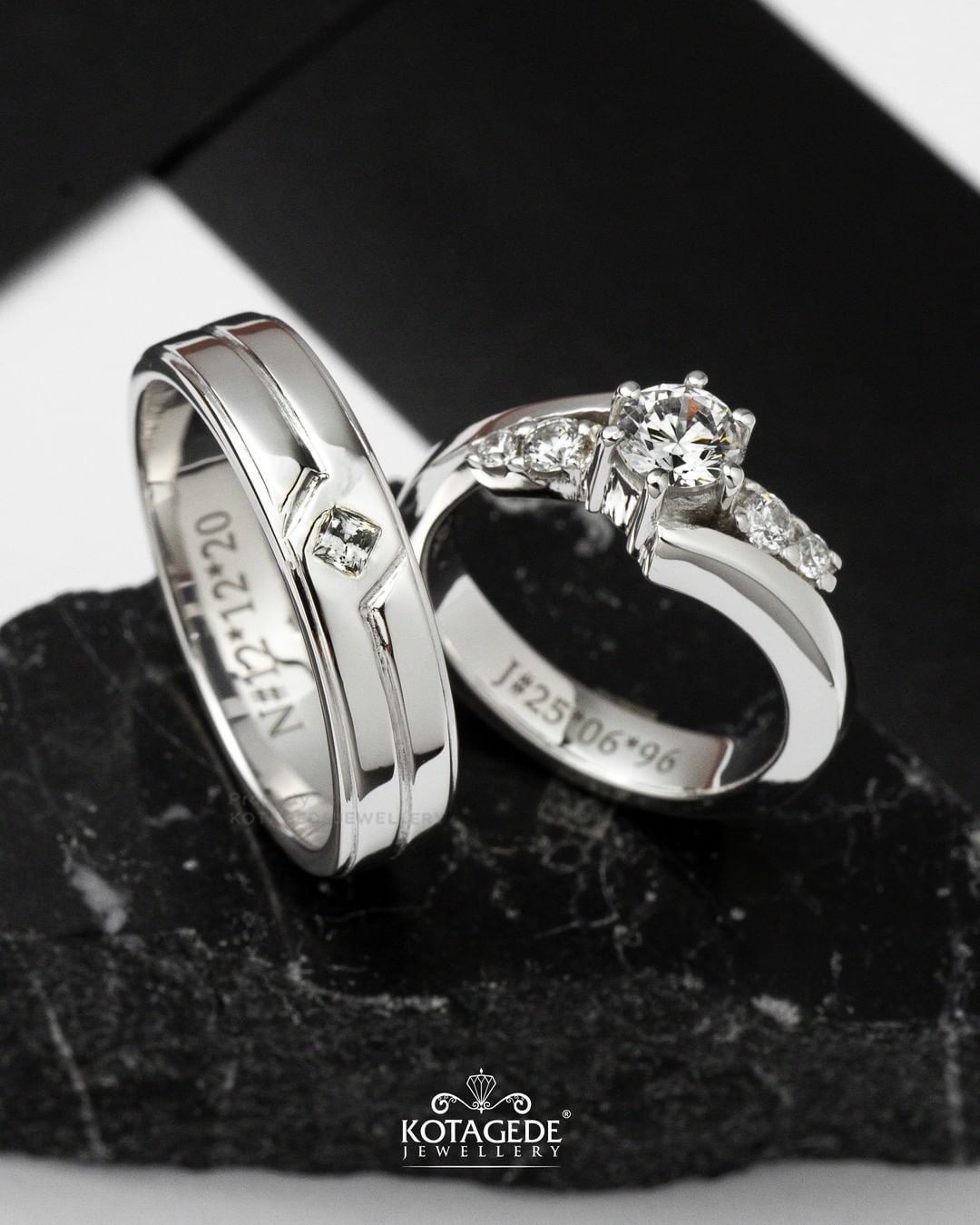 Cincin Kawin Tunangan Platidium Emas Putih Couple PTD0678WG