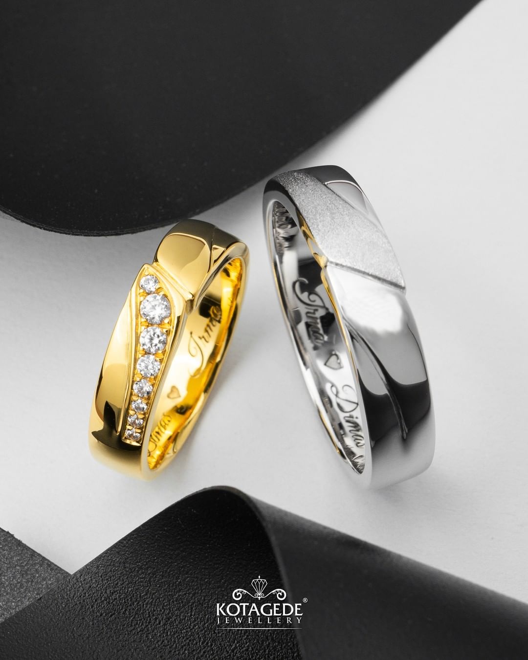 Cincin Kawin Tunangan Platidium Emas Kuning Simple Couple PTD0681YG