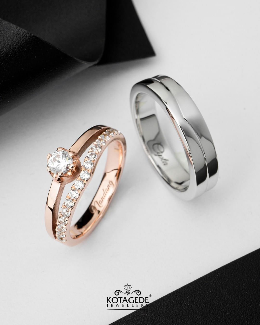 Cincin Kawin Tunangan Platidium Rosegold Simple Elegant PTD0685RG