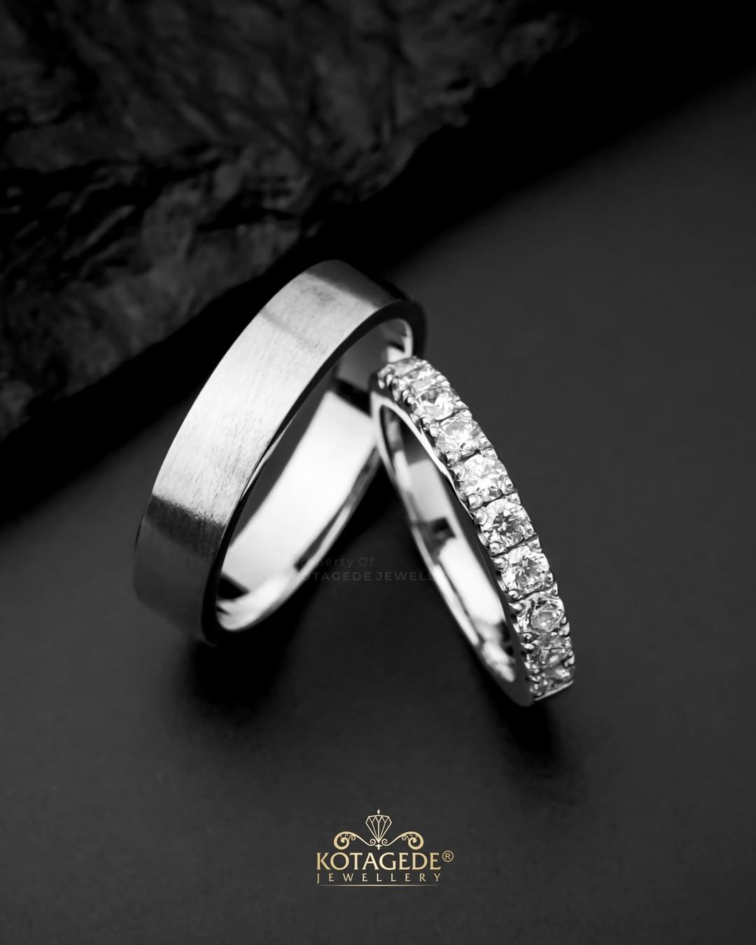 Cincin Kawin Tunangan Platidium Emas Putih Simple Doff Full Eternity PTD0715WG