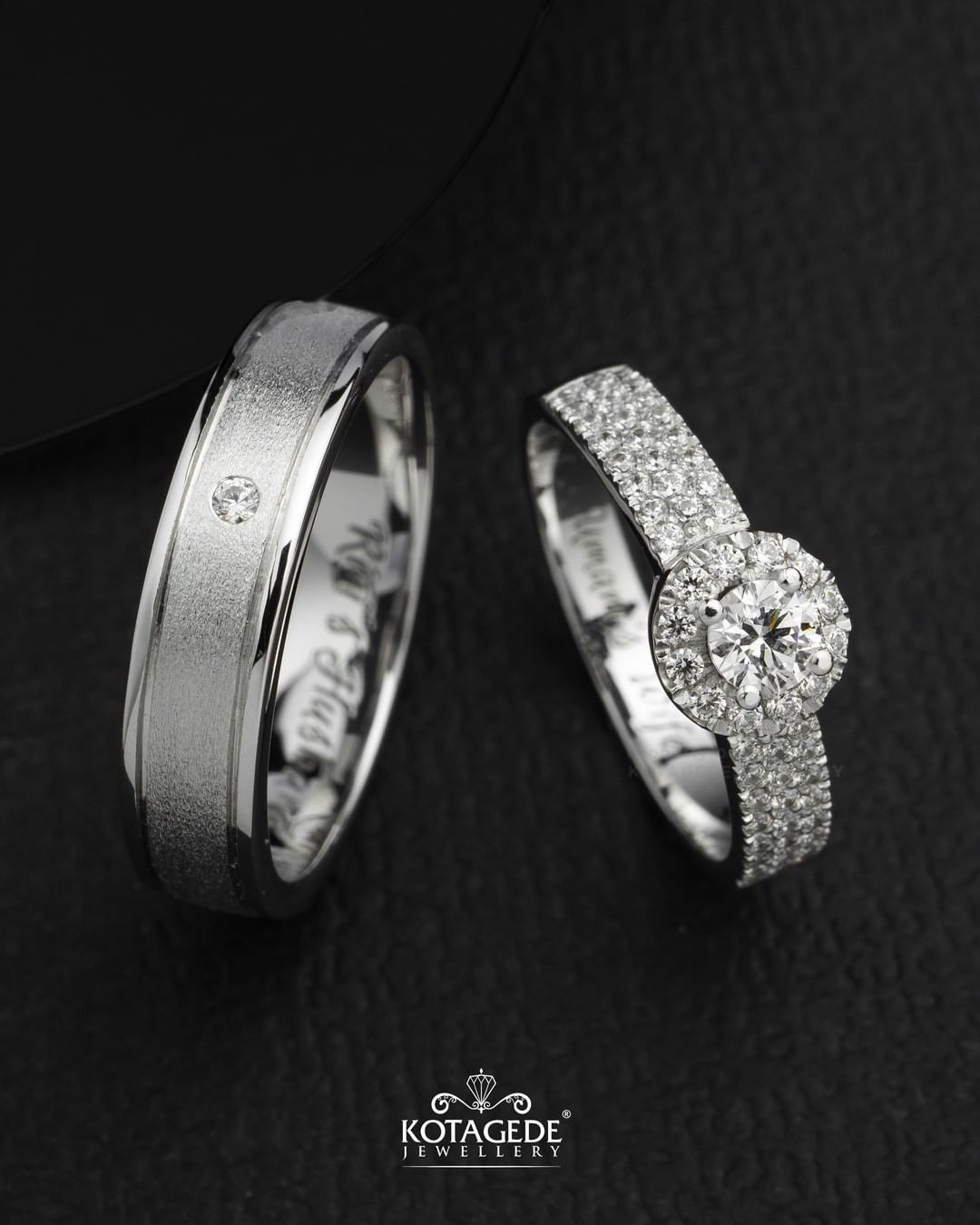 Cincin Kawin Tunangan Platidium Emas Putih Halo Ring PTD0725WG