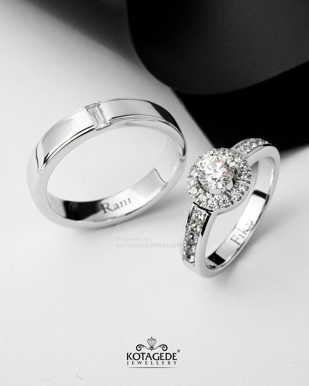 Cincin Kawin Tunangan Platidium Emas Putih Premium Simple Halo PTD0736WG