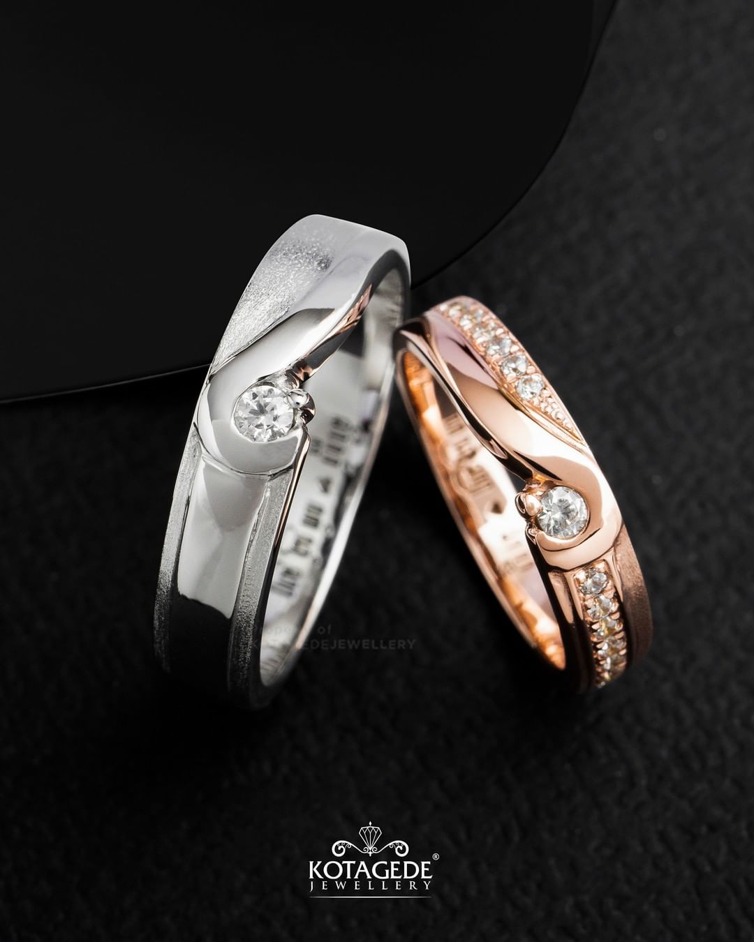 Cincin Kawin Tunangan Platidium Rosegold Heart Couple PTD0742RG